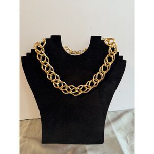 Vintage Avon Gold Tone Double Link Toggle Necklace 80s Statement